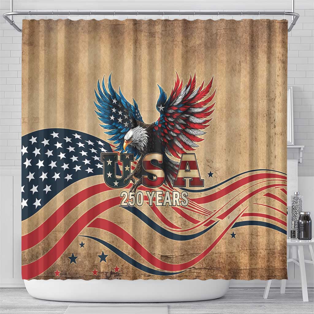 America 250th Anniversary Shower Curtain Eagle Us Flag July 4Th - Wonder Print Shop
