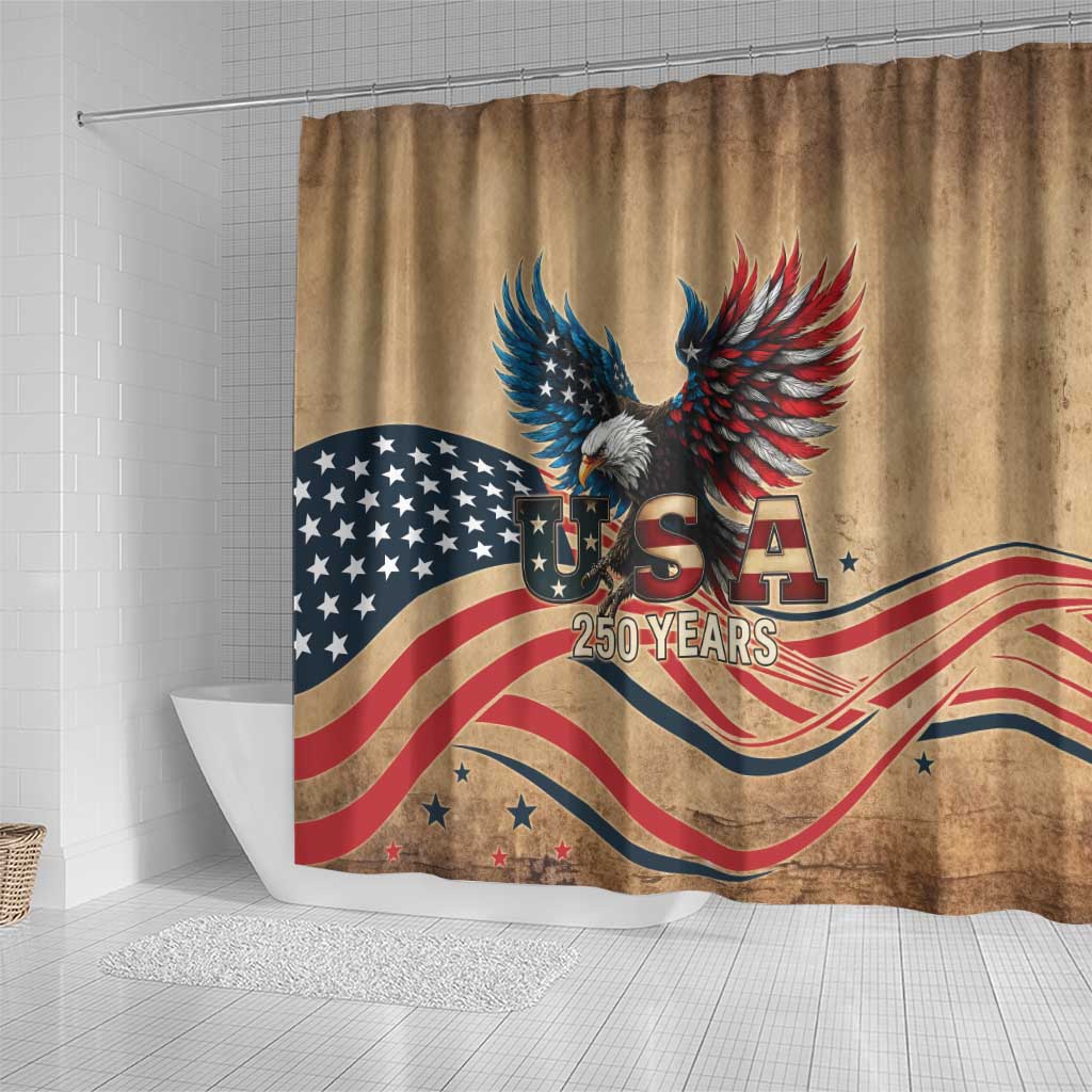 America 250th Anniversary Shower Curtain Eagle Us Flag July 4Th - Wonder Print Shop