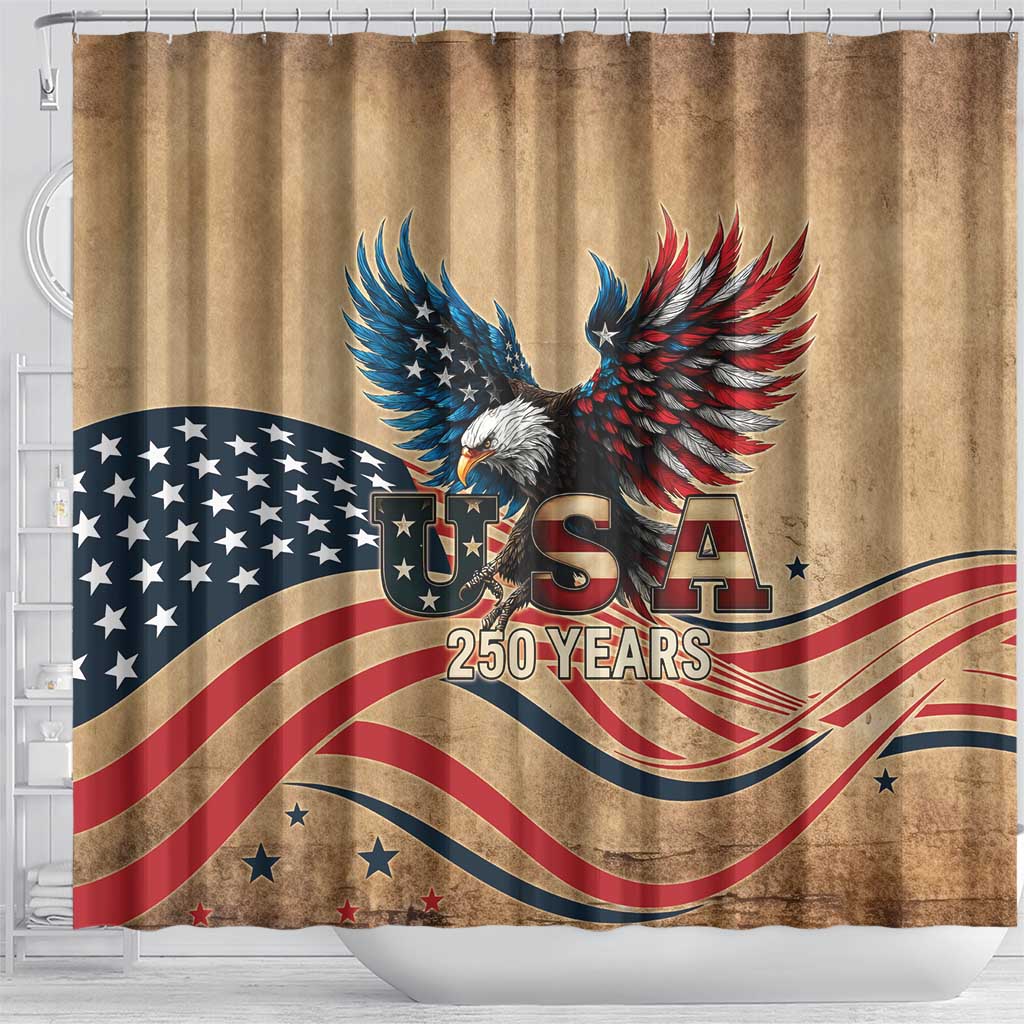 America 250th Anniversary Shower Curtain Eagle Us Flag July 4Th - Wonder Print Shop