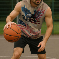 America 250th Anniversary Sleeveless Hoodie Eagle Us Flag July 4Th - Wonder Print Shop