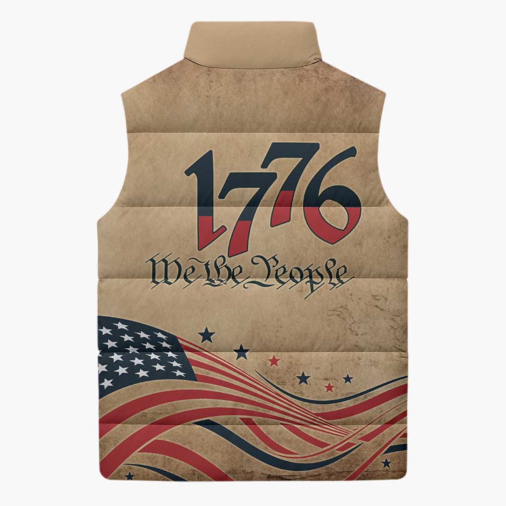 America 250th Anniversary Sleeveless Puffer Jacket Eagle Us Flag July 4Th - Wonder Print Shop