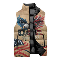 America 250th Anniversary Sleeveless Puffer Jacket Eagle Us Flag July 4Th - Wonder Print Shop