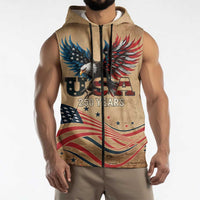 America 250th Anniversary Sleeveless Zip Hoodie Eagle Us Flag July 4Th - Wonder Print Shop