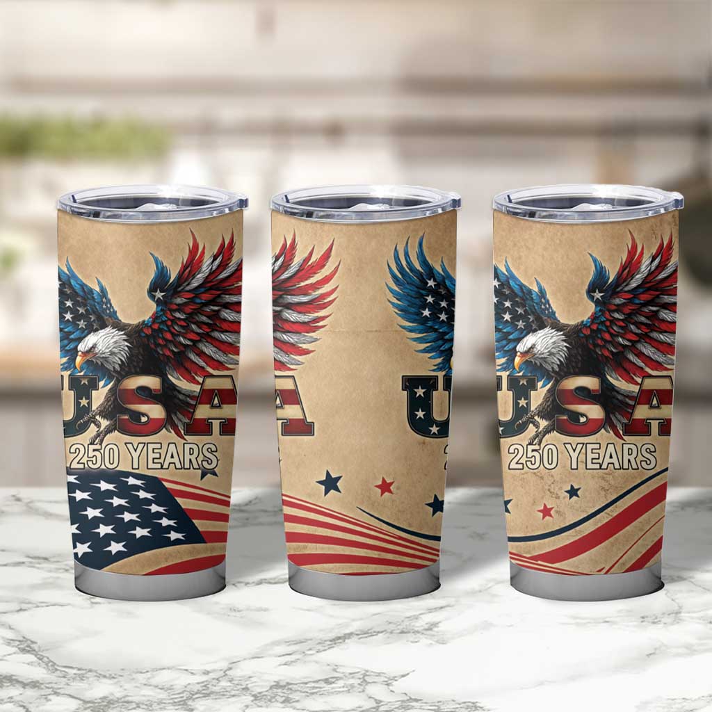 America 250th Anniversary Tumbler Cup Eagle Us Flag July 4Th - Wonder Print Shop