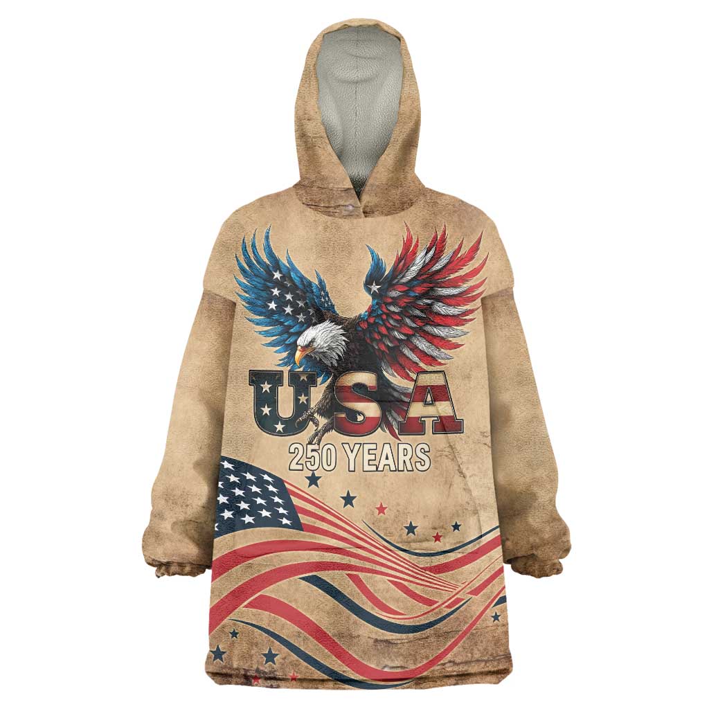 America 250th Anniversary Wearable Blanket Hoodie Eagle Us Flag July 4Th - Wonder Print Shop