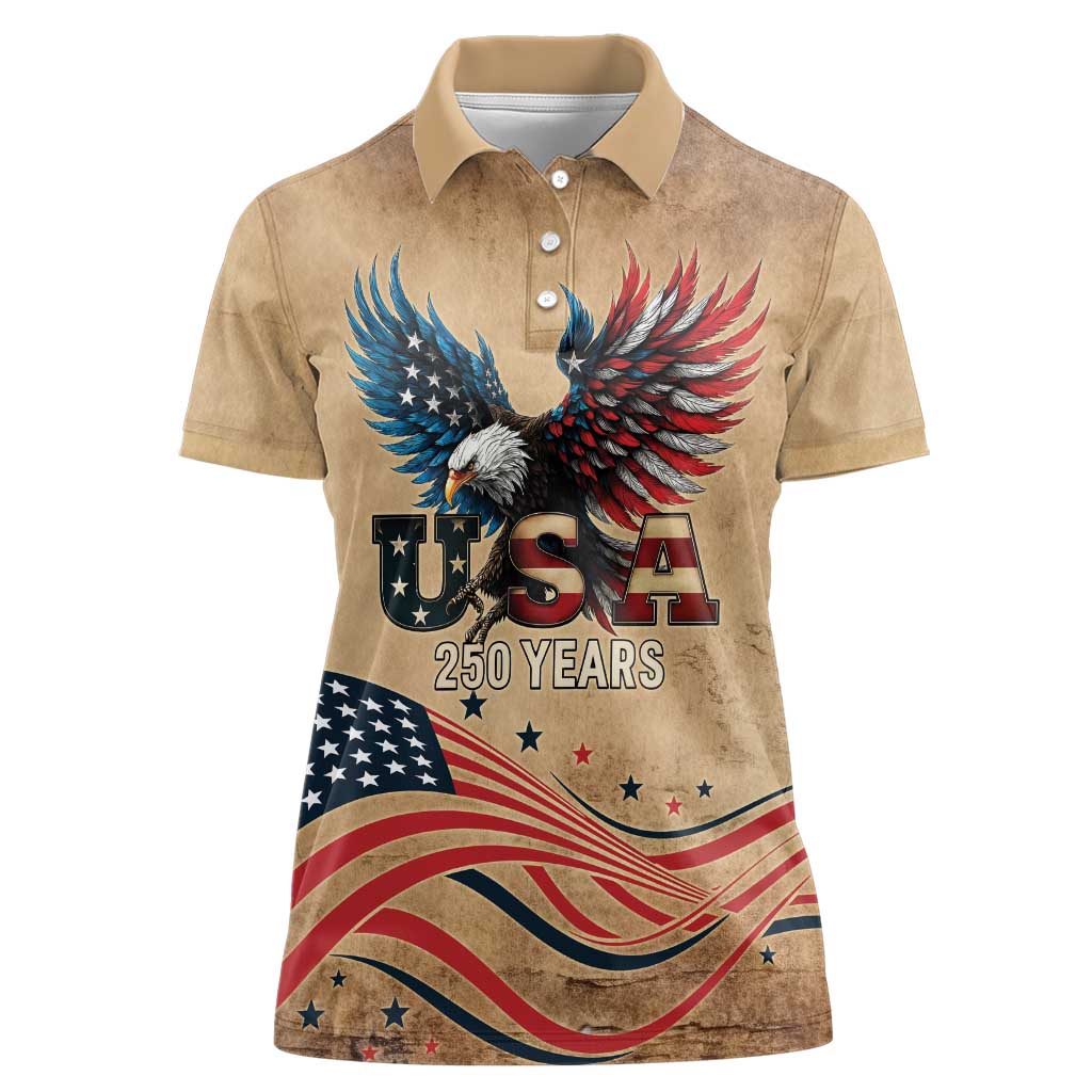 America 250th Anniversary Women Polo Shirt Eagle Us Flag July 4Th - Wonder Print Shop