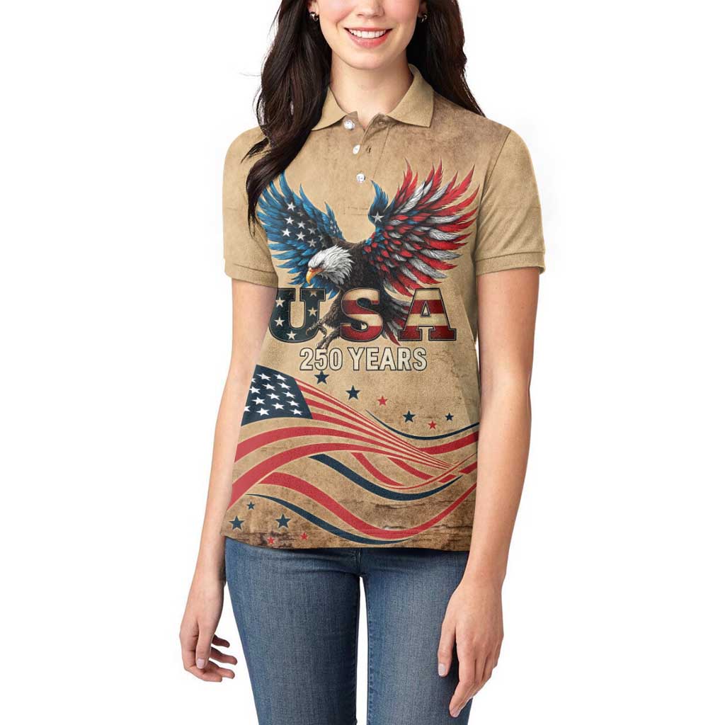 America 250th Anniversary Women Polo Shirt Eagle Us Flag July 4Th - Wonder Print Shop
