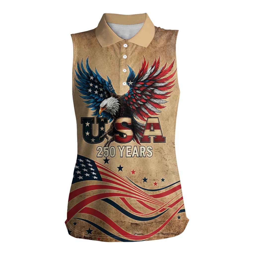 America 250th Anniversary Women Sleeveless Polo Shirt Eagle Us Flag July 4Th - Wonder Print Shop