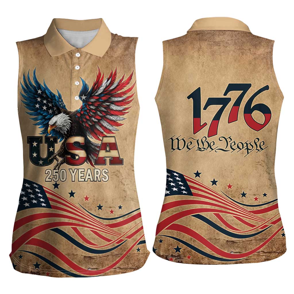 America 250th Anniversary Women Sleeveless Polo Shirt Eagle Us Flag July 4Th - Wonder Print Shop
