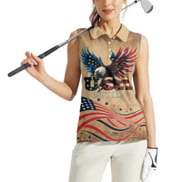 America 250th Anniversary Women Sleeveless Polo Shirt Eagle Us Flag July 4Th - Wonder Print Shop