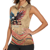 America 250th Anniversary Women Sleeveless Polo Shirt Eagle Us Flag July 4Th - Wonder Print Shop