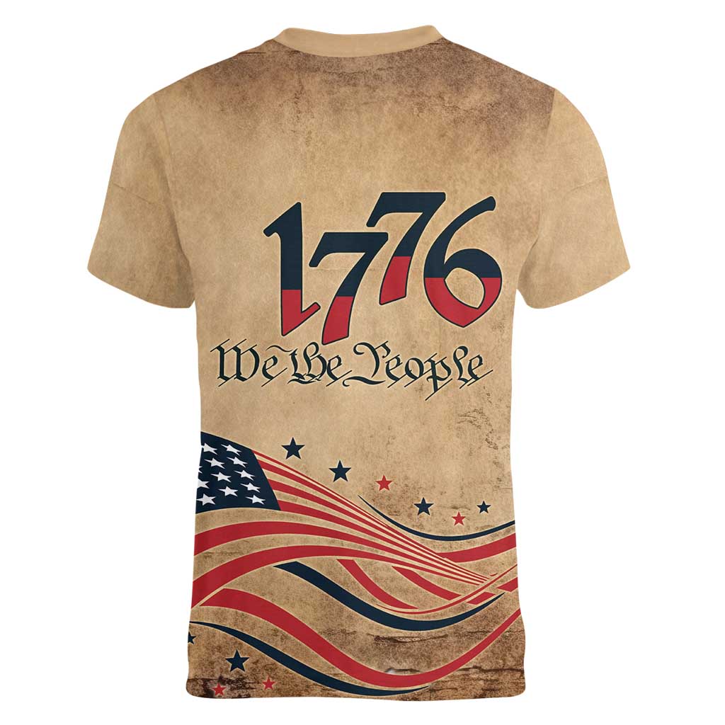 America 250th Anniversary Women V-Neck T-Shirt Eagle Us Flag July 4Th - Wonder Print Shop