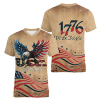 America 250th Anniversary Women V-Neck T-Shirt Eagle Us Flag July 4Th - Wonder Print Shop