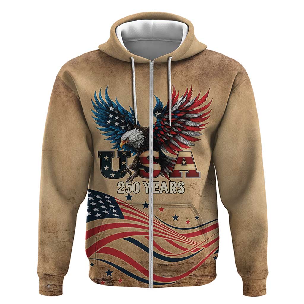 America 250th Anniversary Zip Hoodie Eagle Us Flag July 4Th - Wonder Print Shop