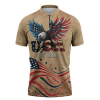 America 250th Anniversary Zipper Polo Shirt Eagle Us Flag July 4Th - Wonder Print Shop