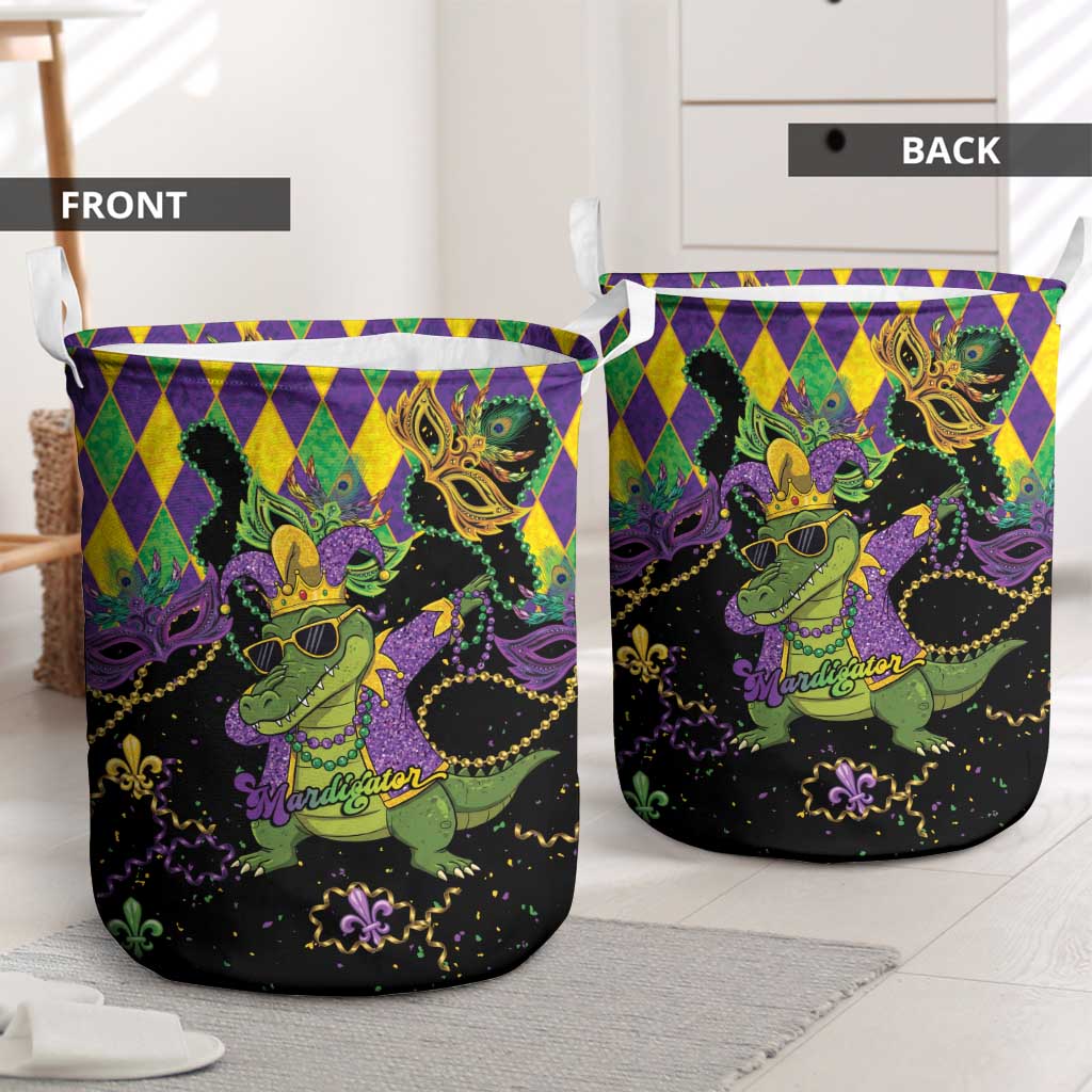 Mardi Gras Alligator Laundry Basket Mardigator On Tuesdays We Wear Beads - Wonder Print Shop