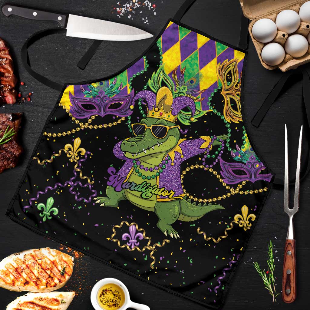 Mardi Gras Alligator Apron Mardigator On Tuesdays We Wear Beads - Wonder Print Shop