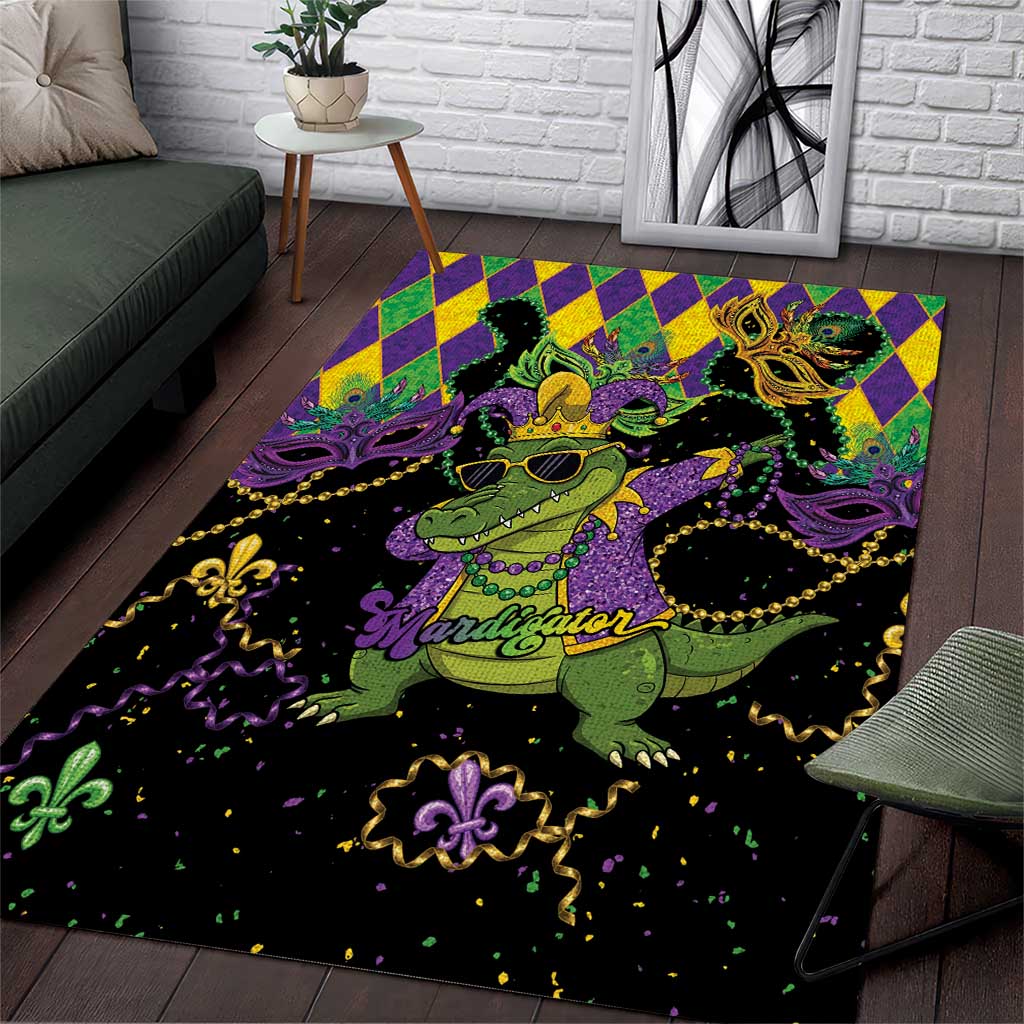 Mardi Gras Alligator Area Rug Mardigator On Tuesdays We Wear Beads - Wonder Print Shop