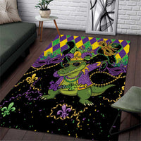 Mardi Gras Alligator Area Rug Mardigator On Tuesdays We Wear Beads - Wonder Print Shop
