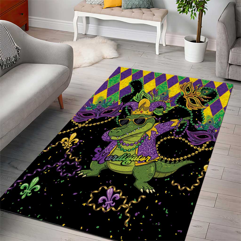 Mardi Gras Alligator Area Rug Mardigator On Tuesdays We Wear Beads - Wonder Print Shop