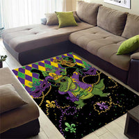 Mardi Gras Alligator Area Rug Mardigator On Tuesdays We Wear Beads - Wonder Print Shop