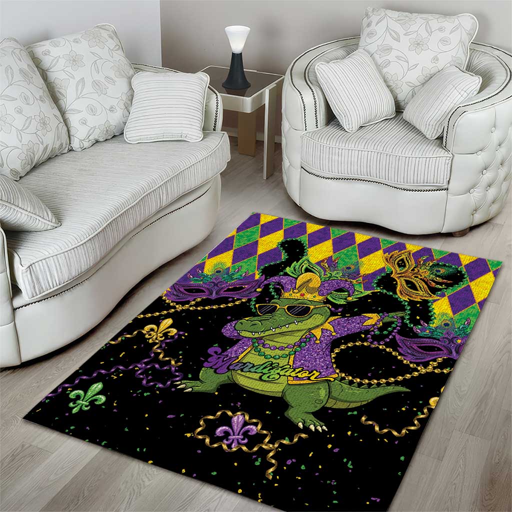 Mardi Gras Alligator Area Rug Mardigator On Tuesdays We Wear Beads - Wonder Print Shop