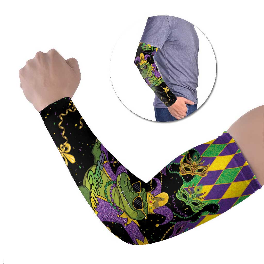 Mardi Gras Alligator Arm Sleeves Mardigator On Tuesdays We Wear Beads - Wonder Print Shop