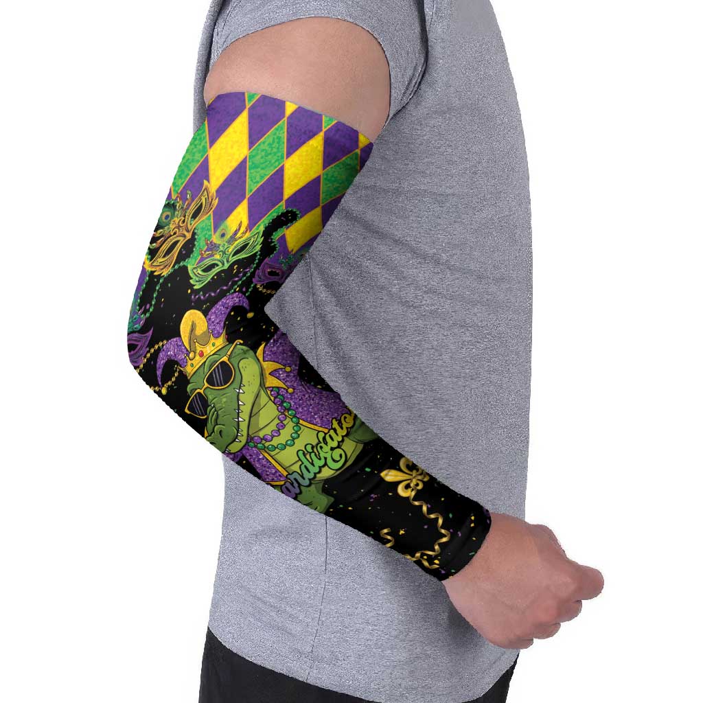 Mardi Gras Alligator Arm Sleeves Mardigator On Tuesdays We Wear Beads - Wonder Print Shop