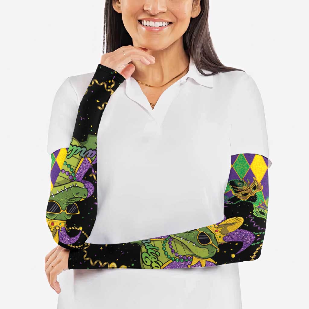 Mardi Gras Alligator Arm Sleeves Mardigator On Tuesdays We Wear Beads - Wonder Print Shop