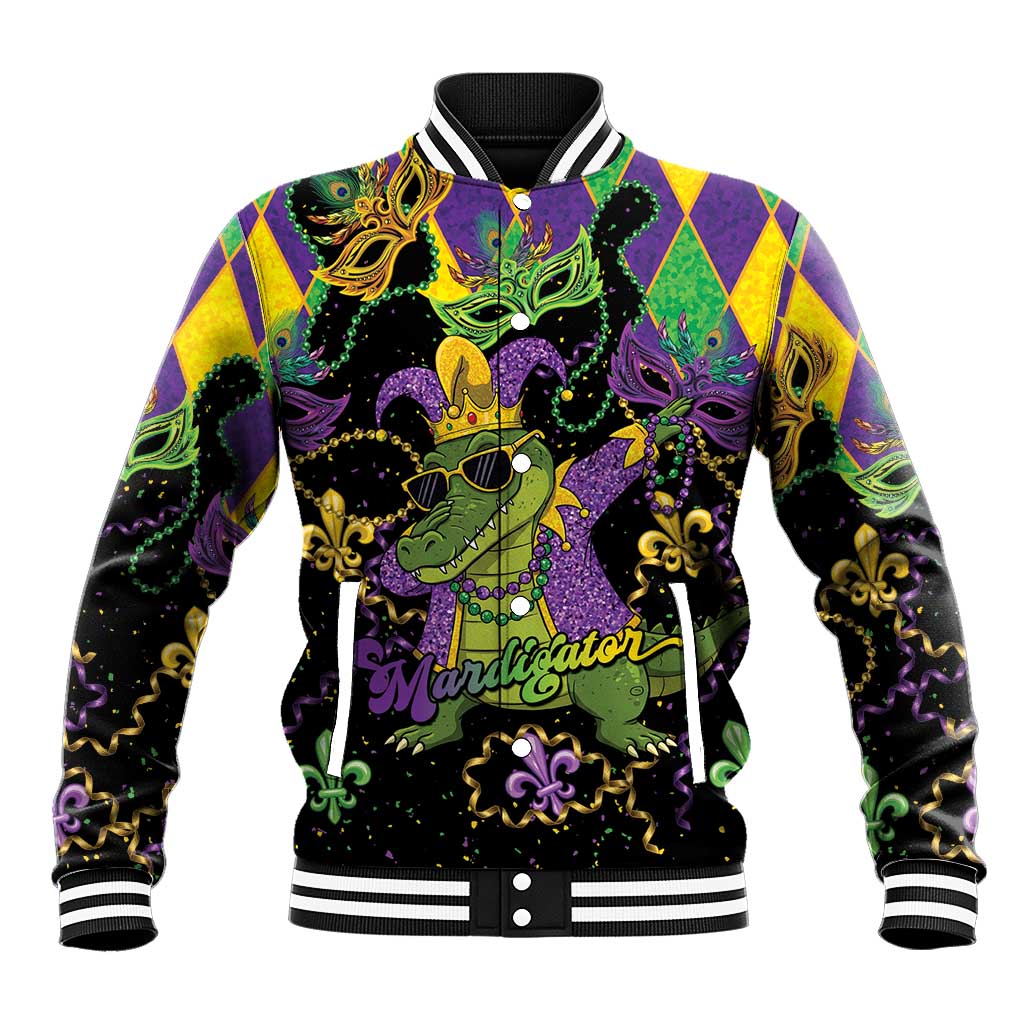 Mardi Gras Alligator Baseball Jacket Mardigator On Tuesdays We Wear Beads - Wonder Print Shop