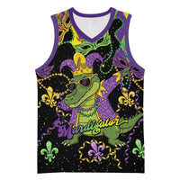 Mardi Gras Alligator Basketball Jersey Mardigator On Tuesdays We Wear Beads - Wonder Print Shop