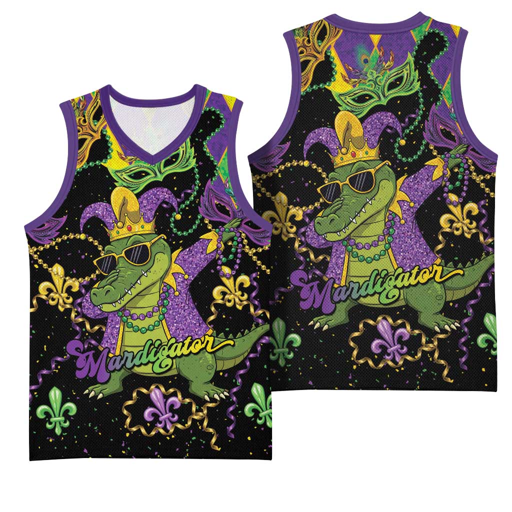Mardi Gras Alligator Basketball Jersey Mardigator On Tuesdays We Wear Beads - Wonder Print Shop