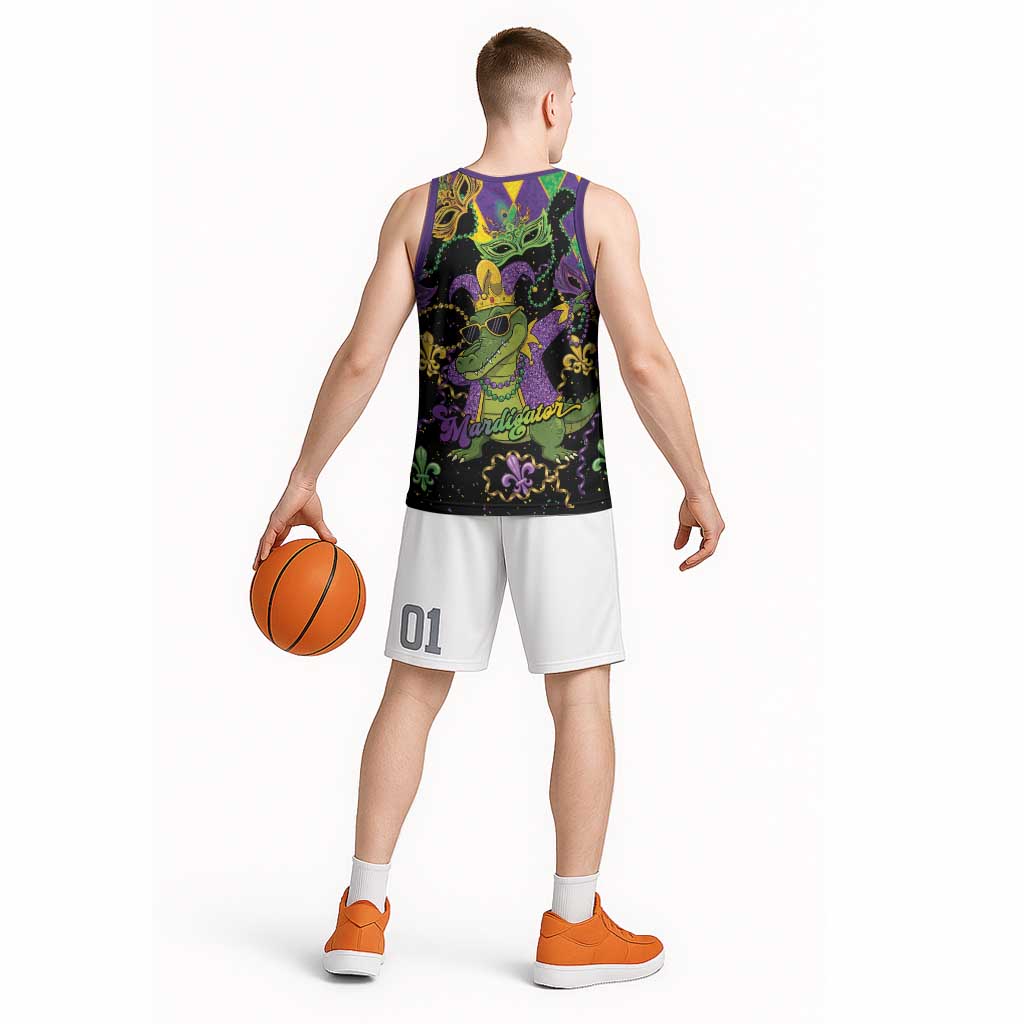 Mardi Gras Alligator Basketball Jersey Mardigator On Tuesdays We Wear Beads - Wonder Print Shop