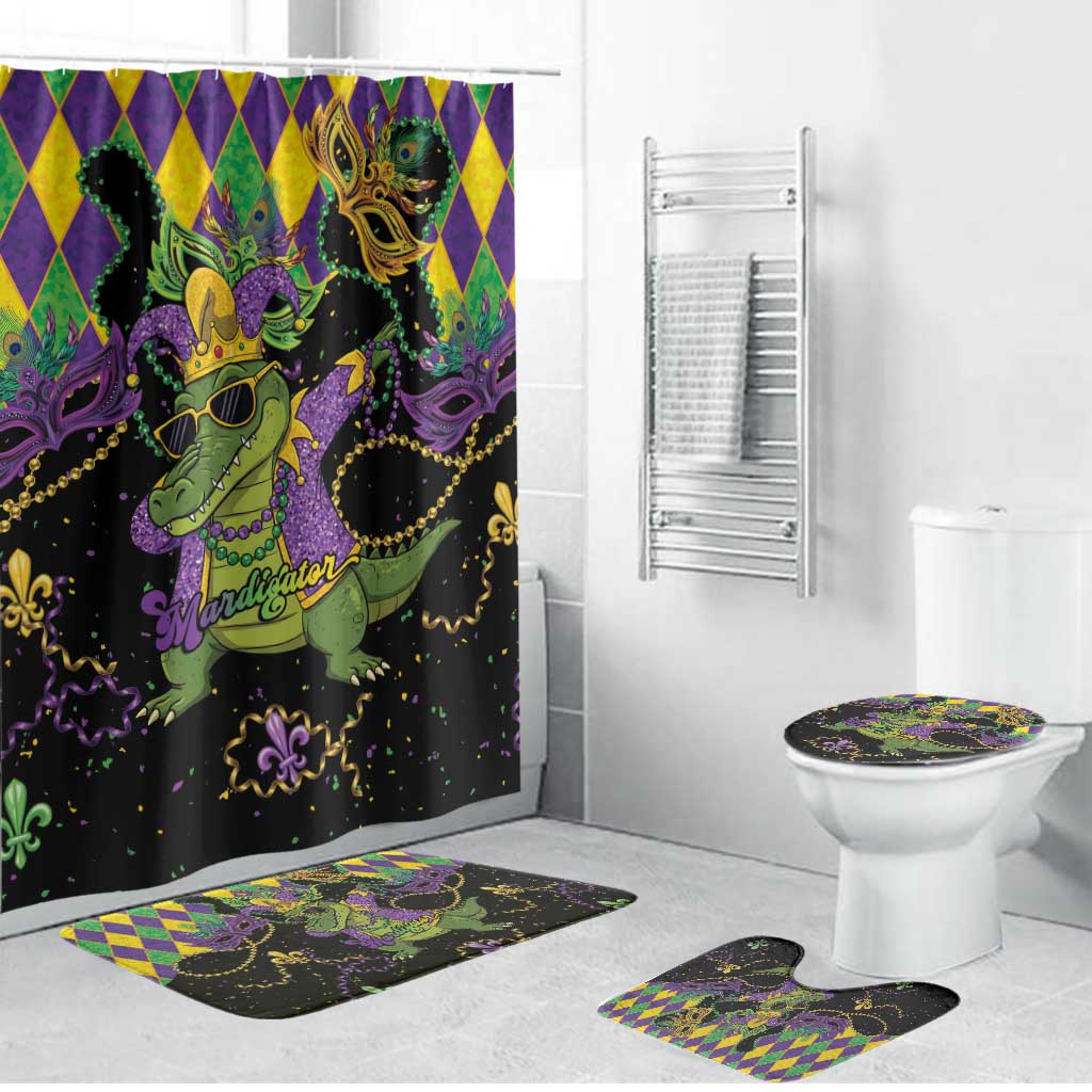 Mardi Gras Alligator Bathroom Set Mardigator On Tuesdays We Wear Beads - Wonder Print Shop