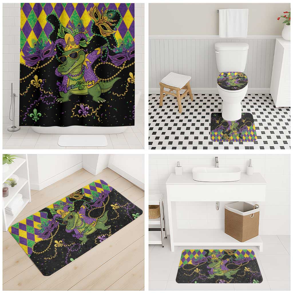 Mardi Gras Alligator Bathroom Set Mardigator On Tuesdays We Wear Beads - Wonder Print Shop