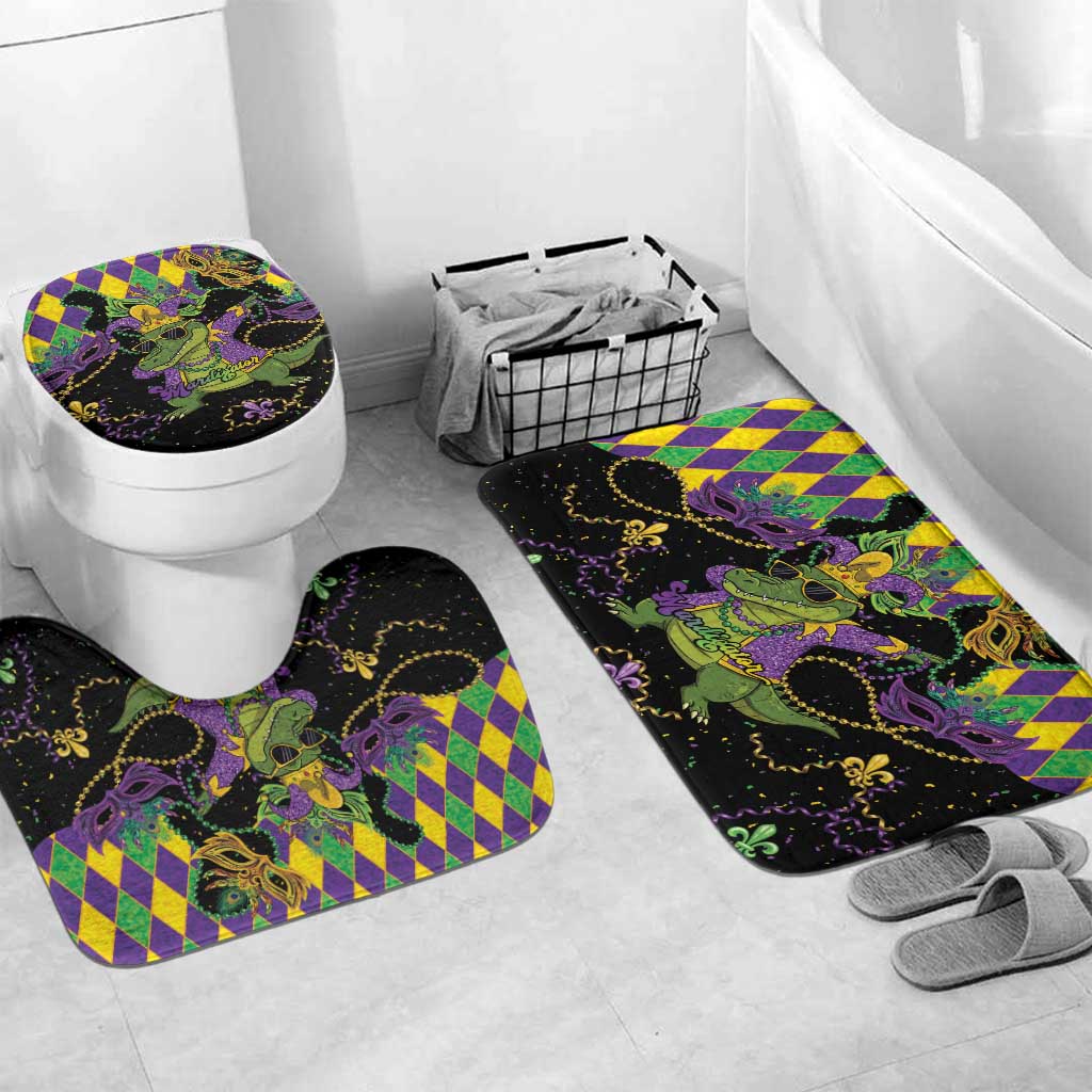 Mardi Gras Alligator Bathroom Set Mardigator On Tuesdays We Wear Beads - Wonder Print Shop