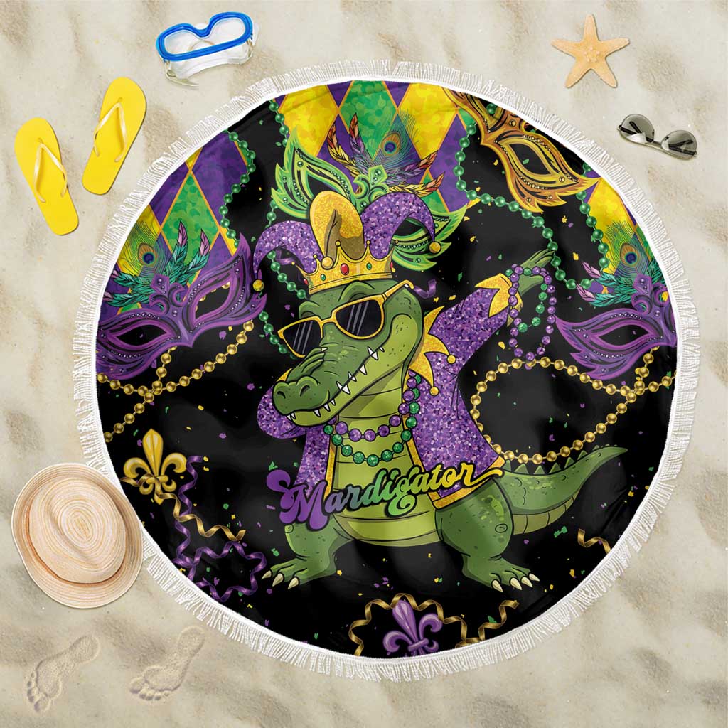 Mardi Gras Alligator Beach Blanket Mardigator On Tuesdays We Wear Beads - Wonder Print Shop