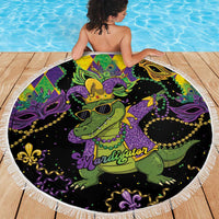Mardi Gras Alligator Beach Blanket Mardigator On Tuesdays We Wear Beads - Wonder Print Shop