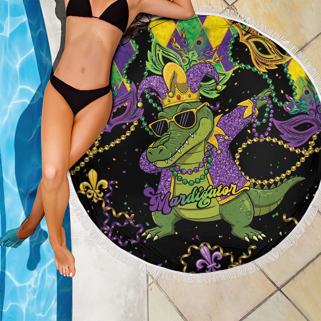 Mardi Gras Alligator Beach Blanket Mardigator On Tuesdays We Wear Beads - Wonder Print Shop