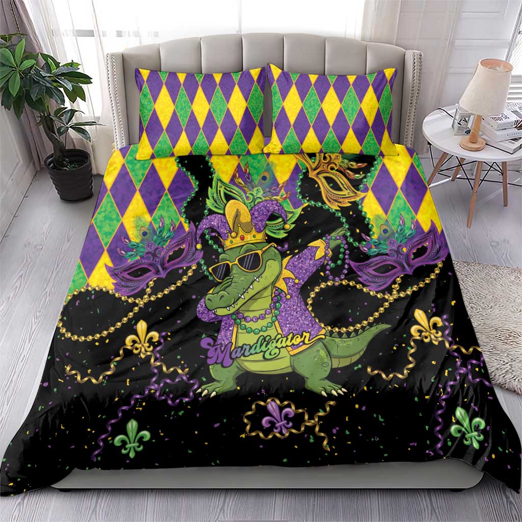 Mardi Gras Alligator Bedding Set Mardigator On Tuesdays We Wear Beads - Wonder Print Shop