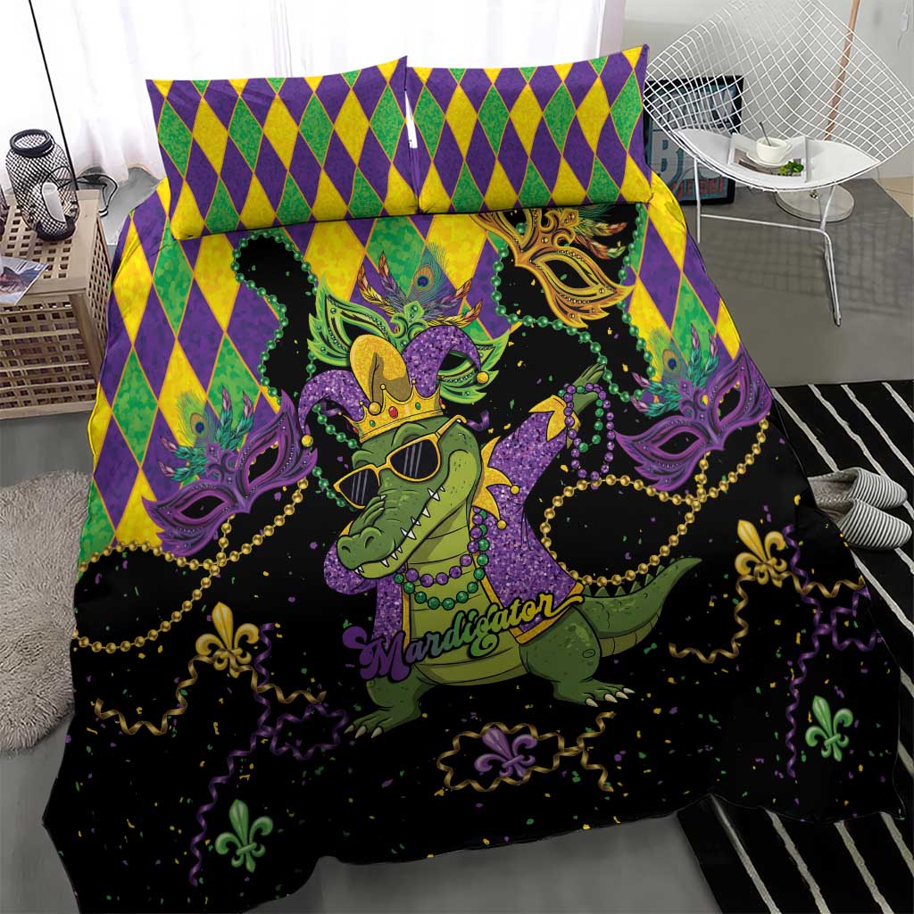 Mardi Gras Alligator Bedding Set Mardigator On Tuesdays We Wear Beads - Wonder Print Shop