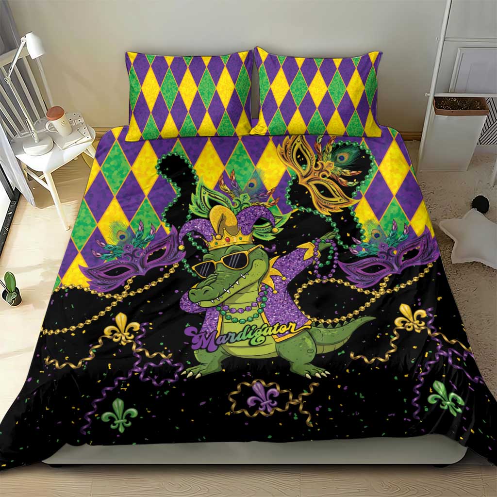 Mardi Gras Alligator Bedding Set Mardigator On Tuesdays We Wear Beads - Wonder Print Shop
