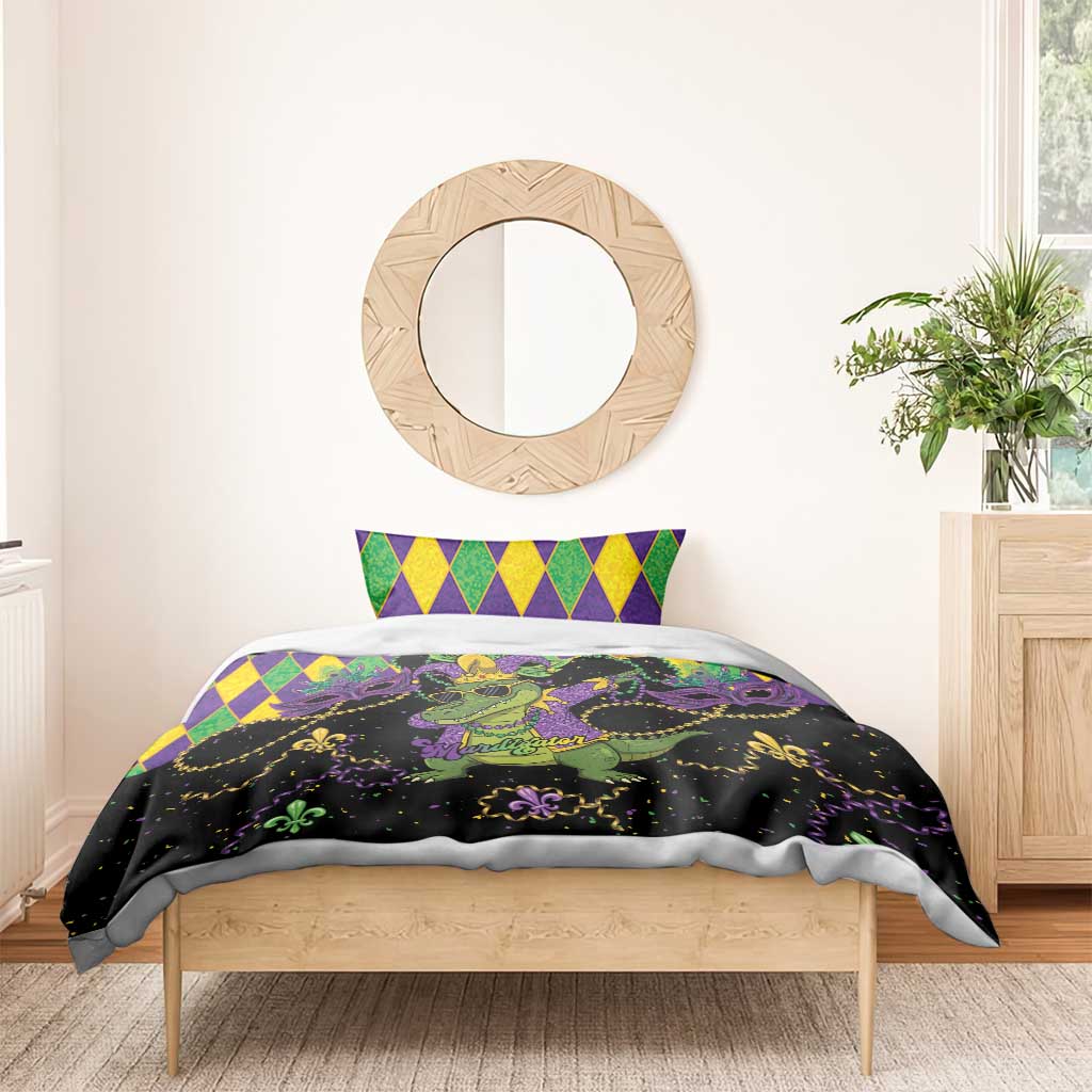 Mardi Gras Alligator Bedding Set Mardigator On Tuesdays We Wear Beads - Wonder Print Shop
