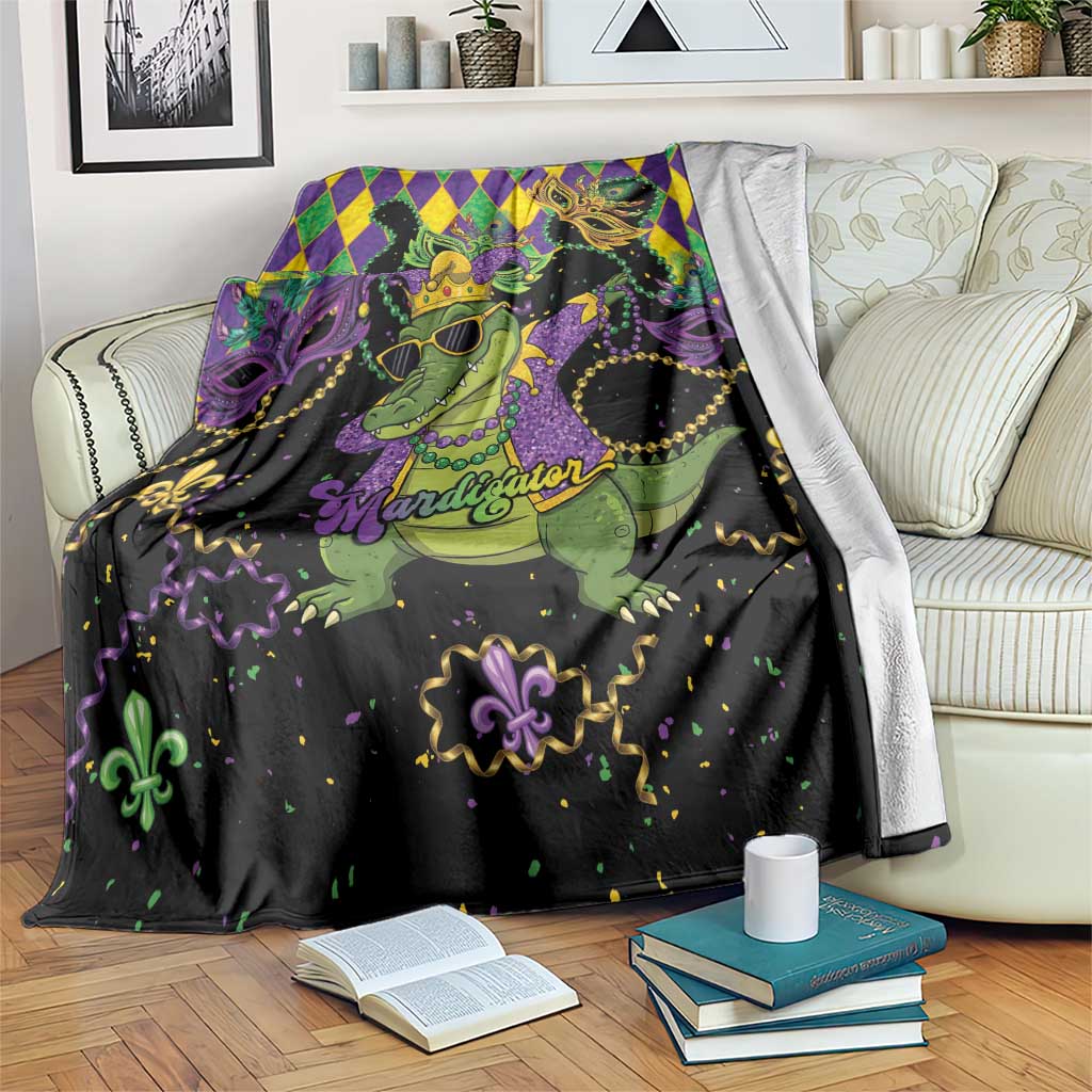 Mardi Gras Alligator Blanket Mardigator On Tuesdays We Wear Beads - Wonder Print Shop