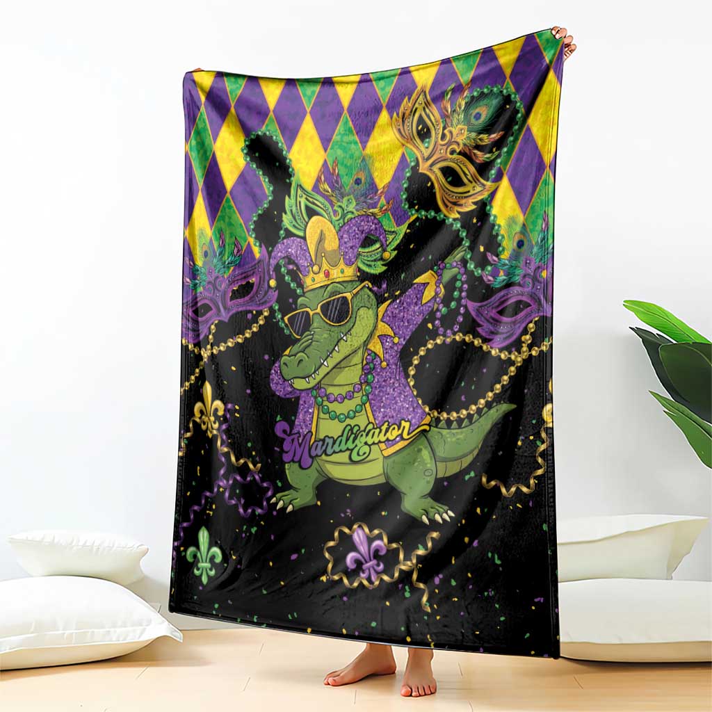 Mardi Gras Alligator Blanket Mardigator On Tuesdays We Wear Beads - Wonder Print Shop