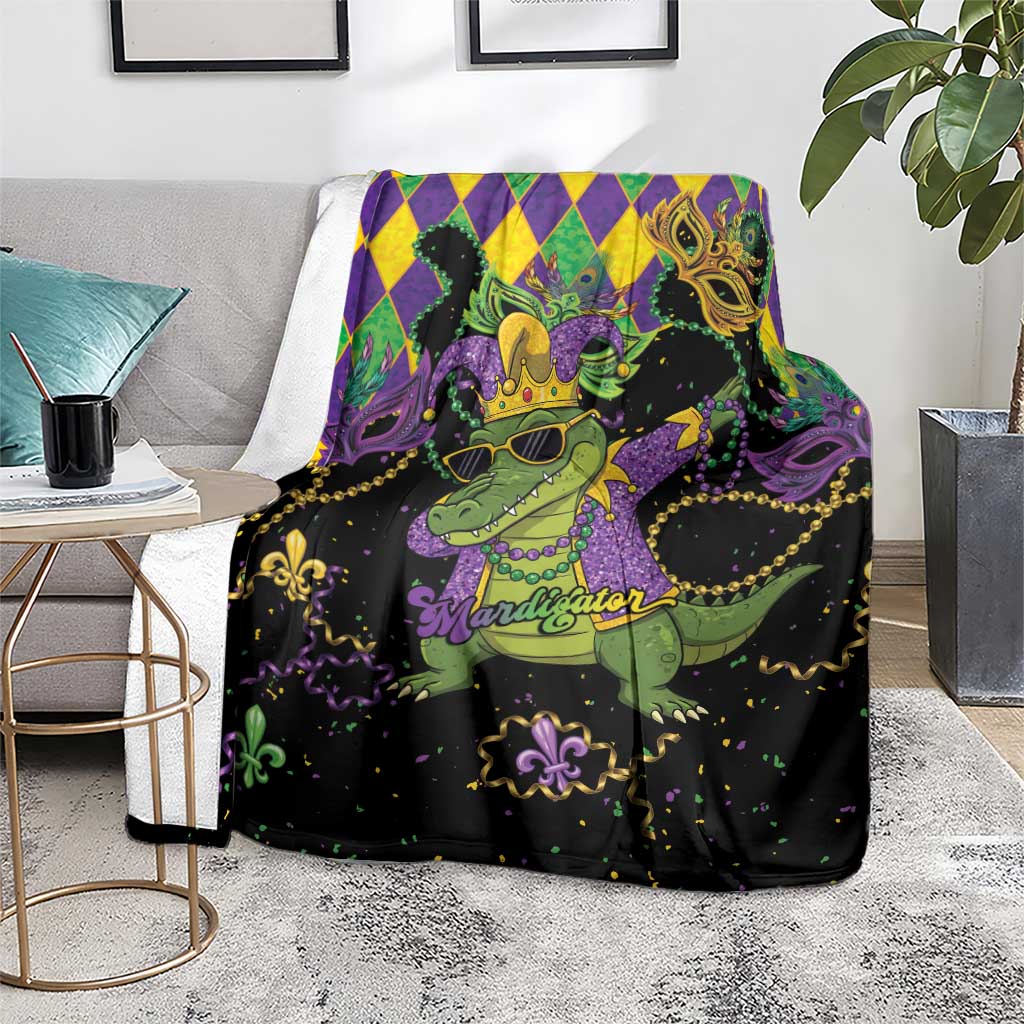 Mardi Gras Alligator Blanket Mardigator On Tuesdays We Wear Beads - Wonder Print Shop