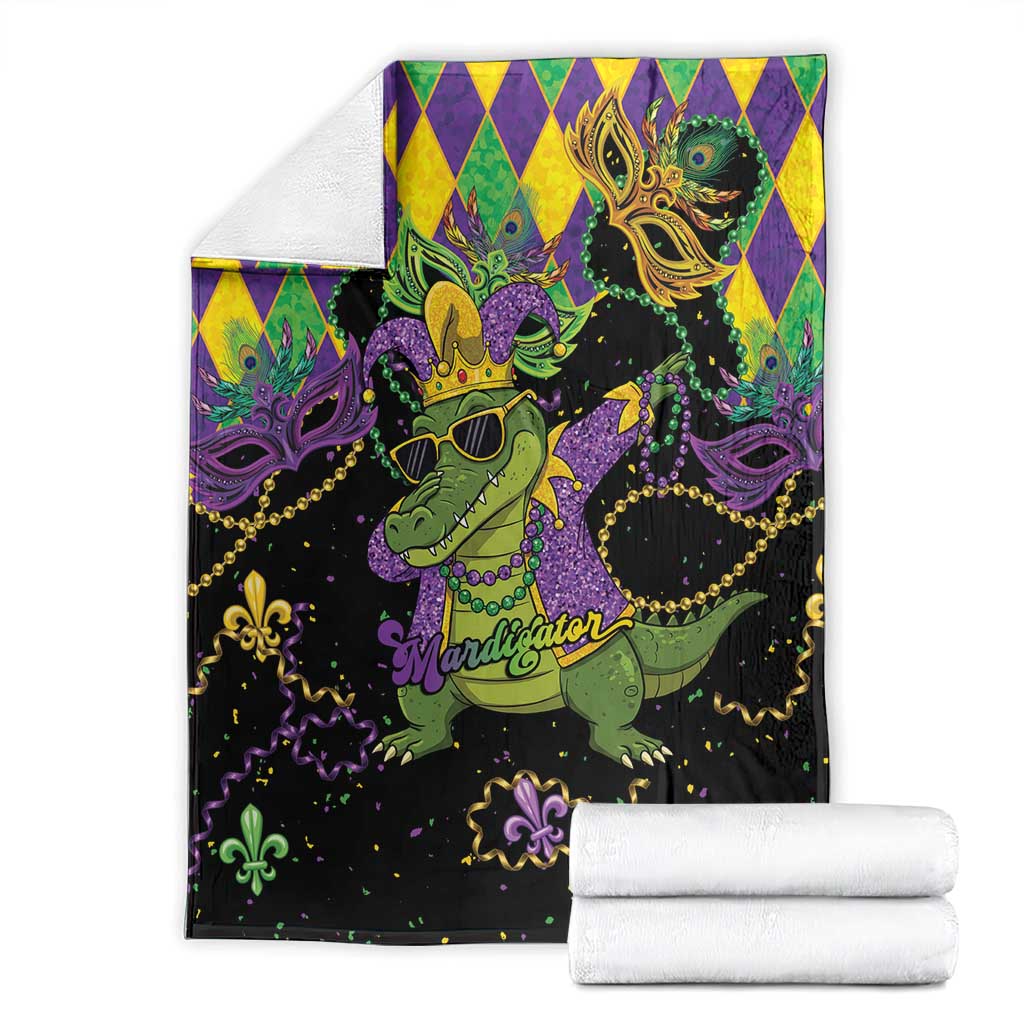 Mardi Gras Alligator Blanket Mardigator On Tuesdays We Wear Beads - Wonder Print Shop