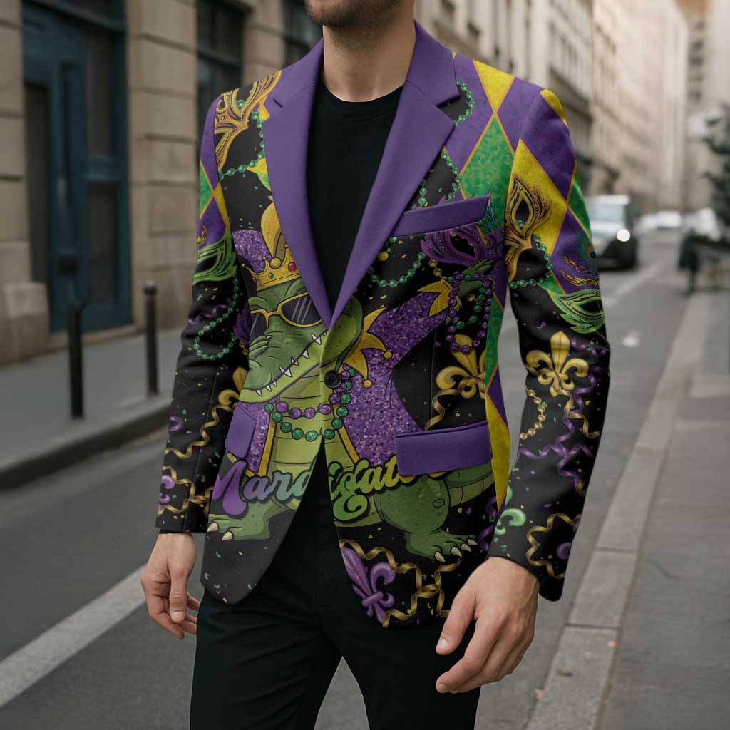 Mardi Gras Alligator Blazer Mardigator On Tuesdays We Wear Beads - Wonder Print Shop