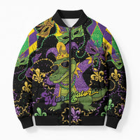 Mardi Gras Alligator Bomber Puffer Jacket Mardigator On Tuesdays We Wear Beads - Wonder Print Shop