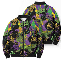 Mardi Gras Alligator Bomber Puffer Jacket Mardigator On Tuesdays We Wear Beads - Wonder Print Shop